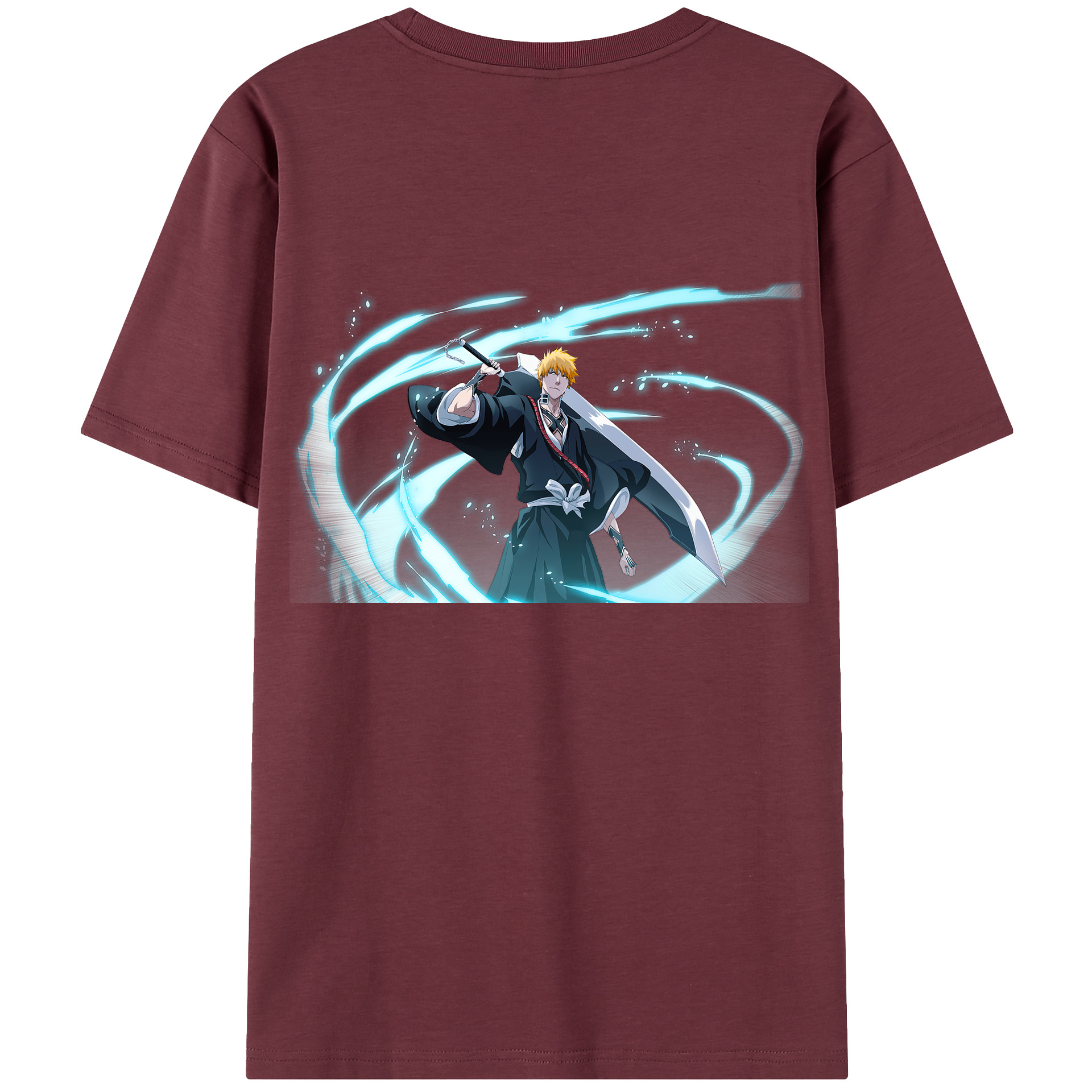 （画像用） ブリーチ 黒崎一護（くろさき いちご）BLEACH Kurosaki Ichigo 綿100％半袖Tシャツ（背面プリント）